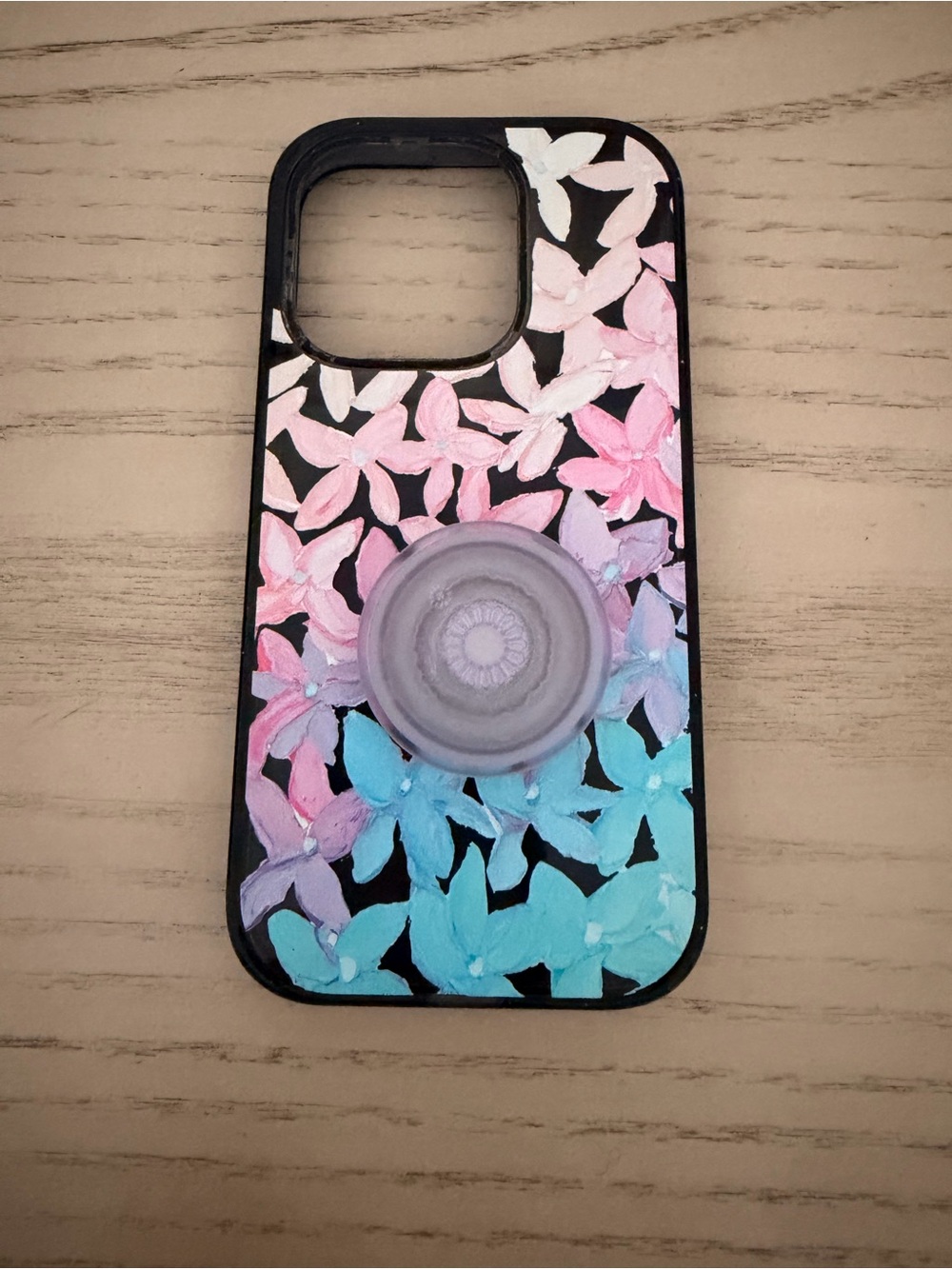 Floral Gradient Phone Case with Pop Socket - Pink & Blue Casetify iPhone 15 pro